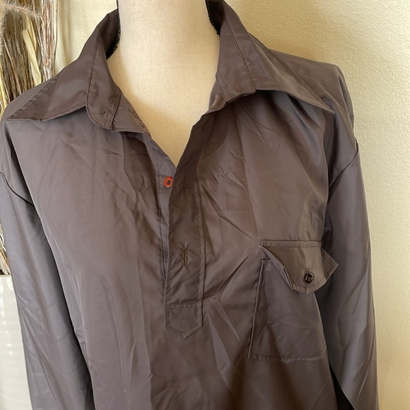 Vintage 70s Obermeyer Japan Khaki Gray Pullover Wind Shirt Size Large - Picture 2 of 9